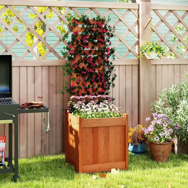 Outdoor Wooden Raised Garden Bed with Trellis
Outdoor Wooden Raised Garden Bed with Trellis