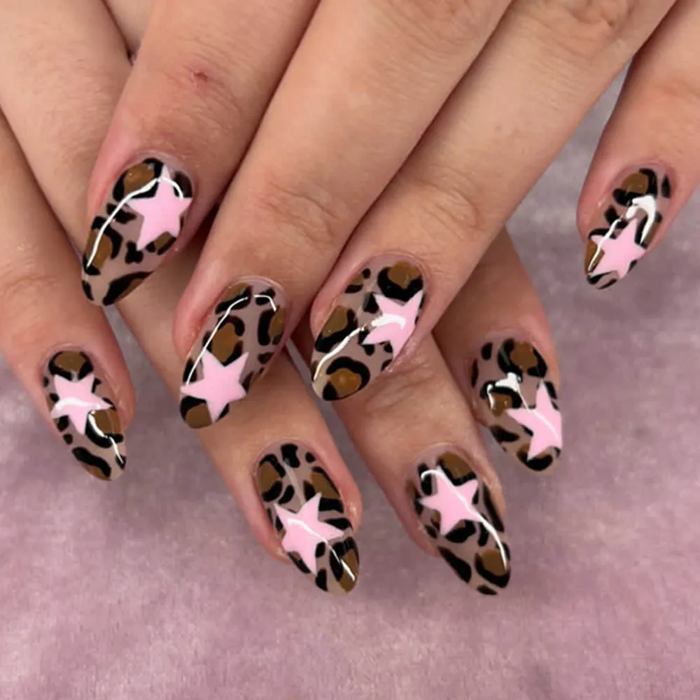 Almond Press on Nails Leopard Print French False Nails Stars Wearable Full Cover Fake Nails Tips Leopard Print Nail Art Set Kit
Almond Press on Nails Leopard Print French False Nails Stars Wearable Full Cover Fake Nails Tips Leopard Print Nail Art Set Kit