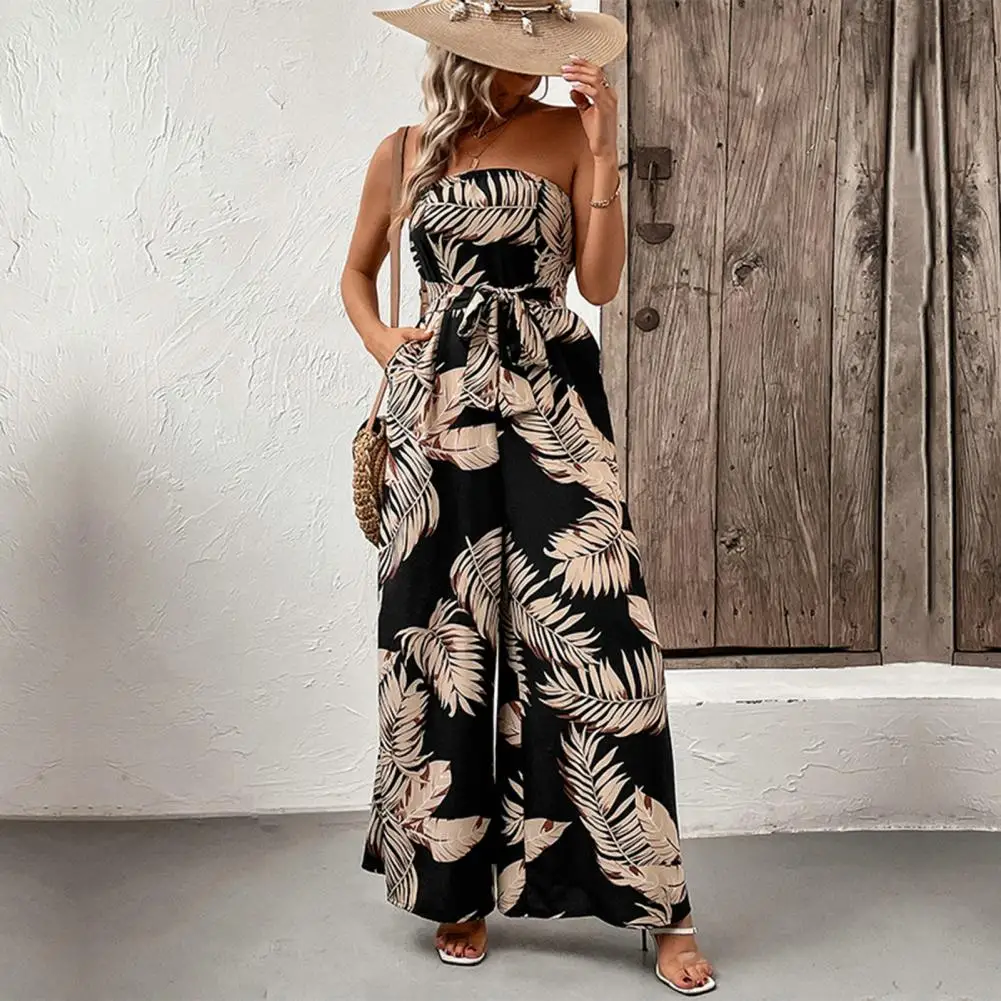 Boho Jumpsuit Trendy Women's Off Shoulder Leaf Print Jumpsuit with Lace-up Waist Wide Leg for Vacation or Beach Wear Loose Fit
Boho Jumpsuit Trendy Women's Off Shoulder Leaf Print Jumpsuit with Lace-up Waist Wide Leg for Vacation or Beach Wear Loose Fit
