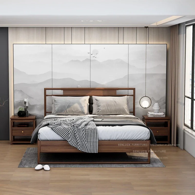 A New Chinese Style Solid Wood Bed, North American Black Walnut Zen Furniture, 1.5-meter Double Bed, Soft Pack Bed, Modern and
A New Chinese Style Solid Wood Bed, North American Black Walnut Zen Furniture, 1.5-meter Double Bed, Soft Pack Bed, Modern and