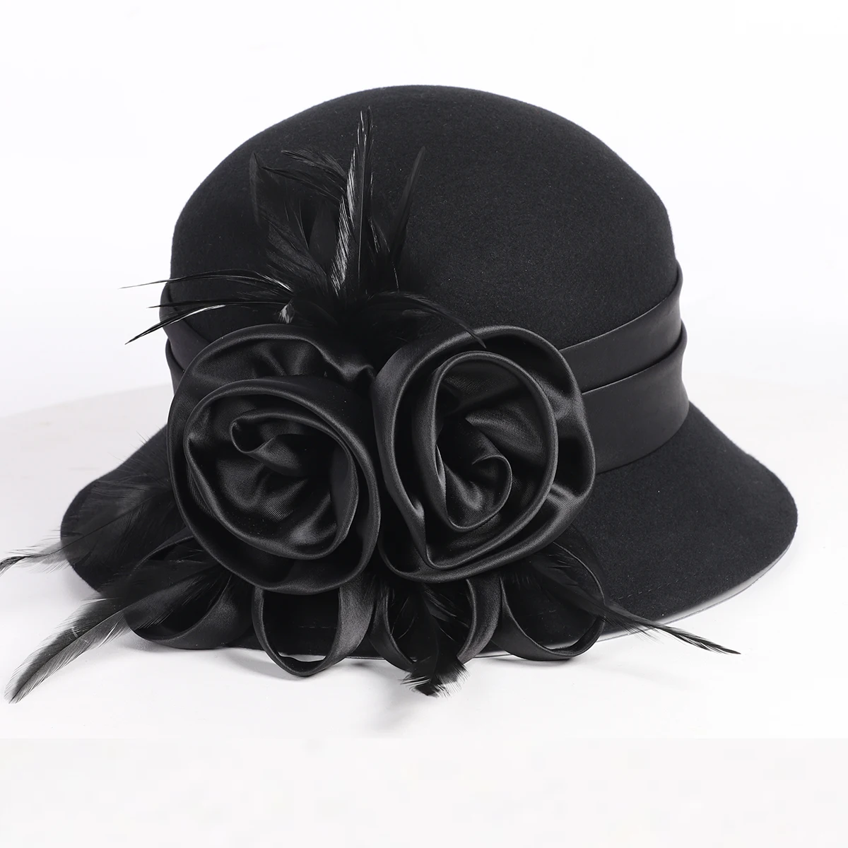 FS Luxury Black Big Flower Top Hat For Women Formal Party Bowler Hats Winter Ladies Wool Cap Felt Fedoras Sombrero Mujer 2025 
FS Luxury Black Big Flower Top Hat For Women Formal Party Bowler Hats Winter Ladies Wool Cap Felt Fedoras Sombrero Mujer 2025