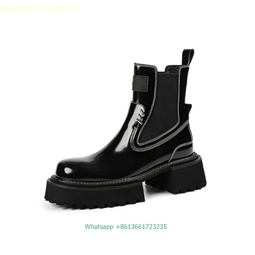 2025 Winter Fashion Boots British Style Chelsea Women Ankle Boots Black Patent Leather Platform Round Toe Slip On Short Boots
2025 Winter Fashion Boots British Style Chelsea Women Ankle Boots Black Patent Leather Platform Round Toe Slip On Short Boots