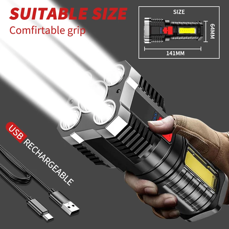 High Power LED Super Bright Flashlight Rechargeable Multi-function Waterproof Led Long-range Spotlight Cycling Light COB Light
High Power LED Super Bright Flashlight Rechargeable Multi-function Waterproof Led Long-range Spotlight Cycling Light COB Light