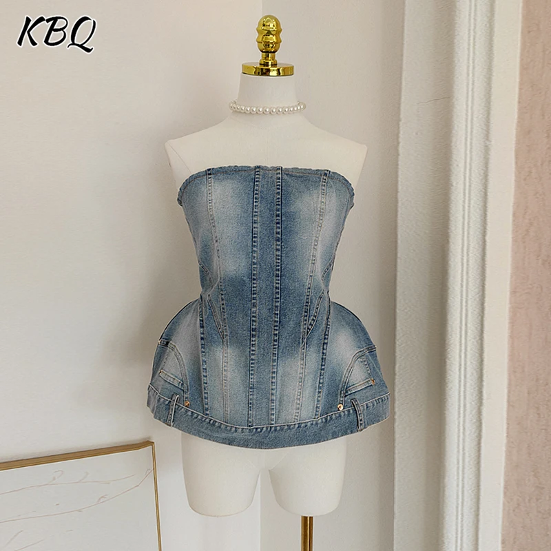 KBQ Designer Slimming Denim Vests For Women Square Collar Sleeveless Backless Spliced Folds Temperament Vest Female Fashion New
KBQ Designer Slimming Denim Vests For Women Square Collar Sleeveless Backless Spliced Folds Temperament Vest Female Fashion New