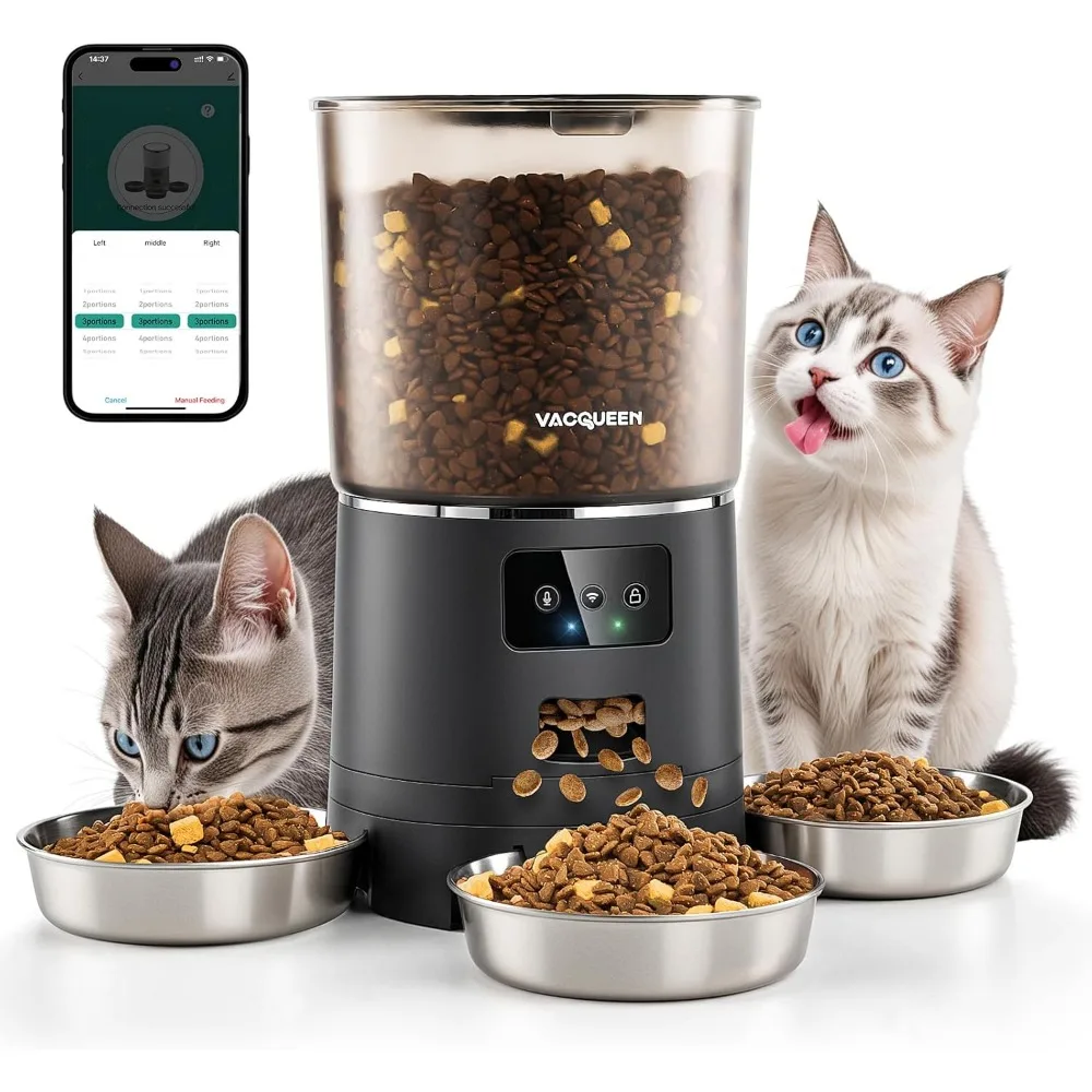 Automatic Cat Feeder for 3 Cats, 6L/25 Cups Smart WiFi Pet Feeder, Strong Anti-Jam System, Dual-Effect Desiccant Cat Food Dispen
Automatic Cat Feeder for 3 Cats, 6L/25 Cups Smart WiFi Pet Feeder, Strong Anti-Jam System, Dual-Effect Desiccant Cat Food Dispen