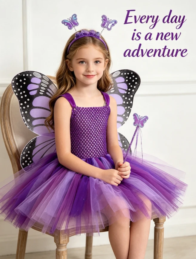 New Girls Butterfly Fairy Colorful Tutu Dress With Wings And Headband Kids Elf Floral Princess Outfit For Party Summer Clothes
New Girls Butterfly Fairy Colorful Tutu Dress With Wings And Headband Kids Elf Floral Princess Outfit For Party Summer Clothes