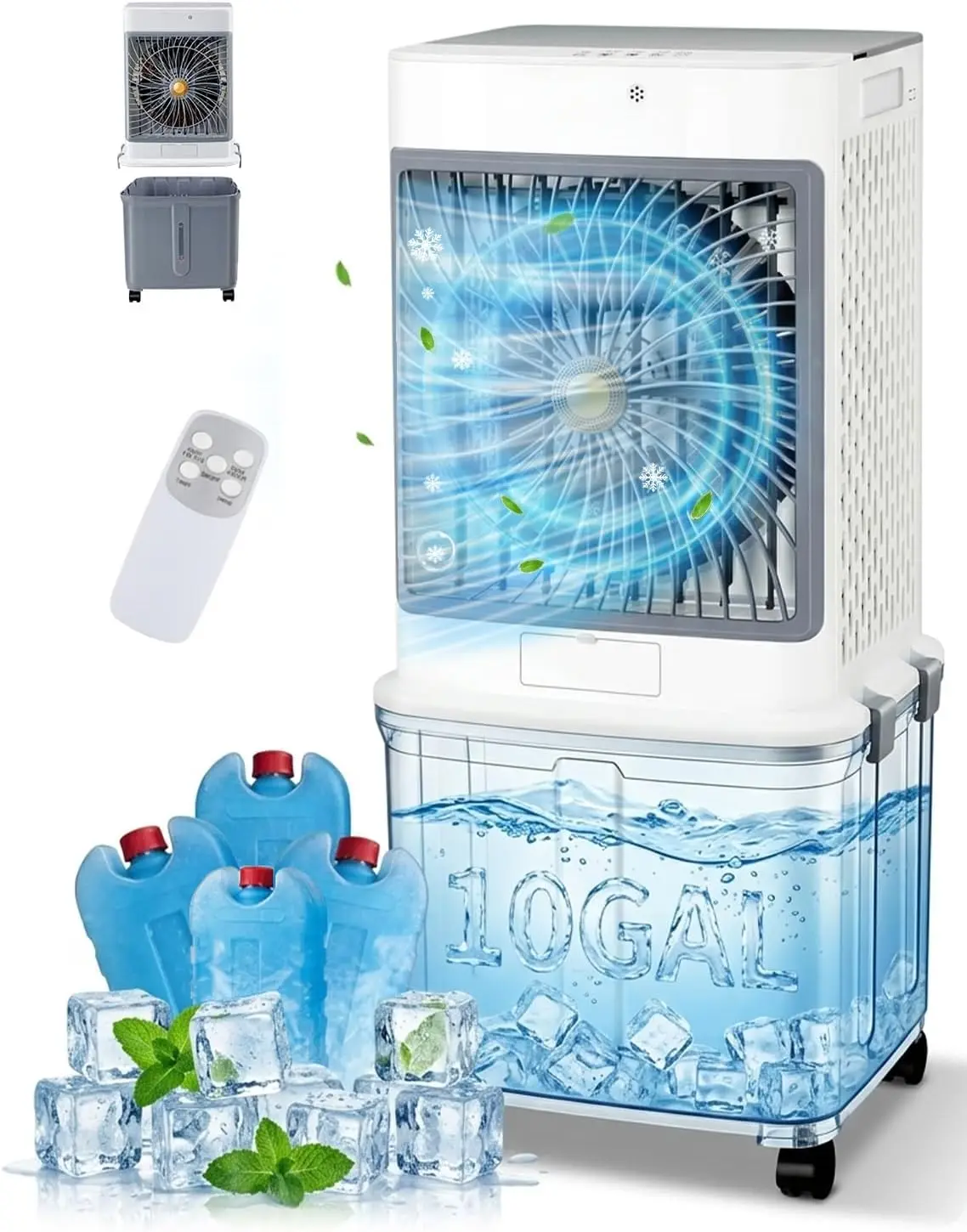 Portable Swamp Cooler, 10 Gal Detachable Tank, 30Hrs, Windowless AC Unit for Room, Garage, Patio
Portable Swamp Cooler, 10 Gal Detachable Tank, 30Hrs, Windowless AC Unit for Room, Garage, Patio