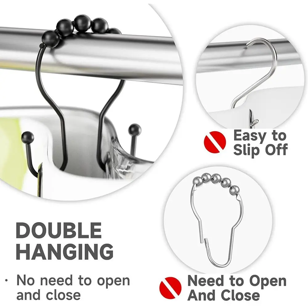 12Pcs Rust Proof Shower Curtain Hooks Free Sliding Double Sided Rolling Shower Curtain Rings Easy Installation Metal Ball
12Pcs Rust Proof Shower Curtain Hooks Free Sliding Double Sided Rolling Shower Curtain Rings Easy Installation Metal Ball