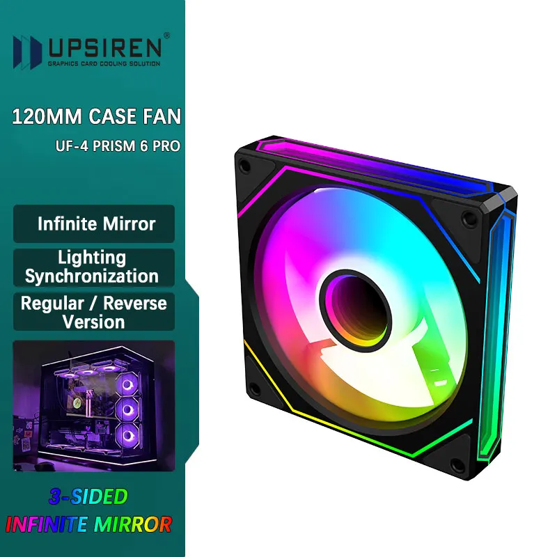 UPSIREN UF-4 Prism 6 PRO 120mm case fan 5V 3PIN motherboard light synchronization 4PIN PWM 3-sided infinity mirror 12CM
UPSIREN UF-4 Prism 6 PRO 120mm case fan 5V 3PIN motherboard light synchronization 4PIN PWM 3-sided infinity mirror 12CM