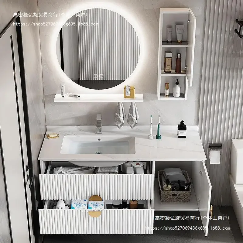 Compact Bathroom Cabinet Vanity with Ceramic Rock Beam Integrated Sink Storage Combination Bedroom Vestidores Home Furniture
Compact Bathroom Cabinet Vanity with Ceramic Rock Beam Integrated Sink Storage Combination Bedroom Vestidores Home Furniture