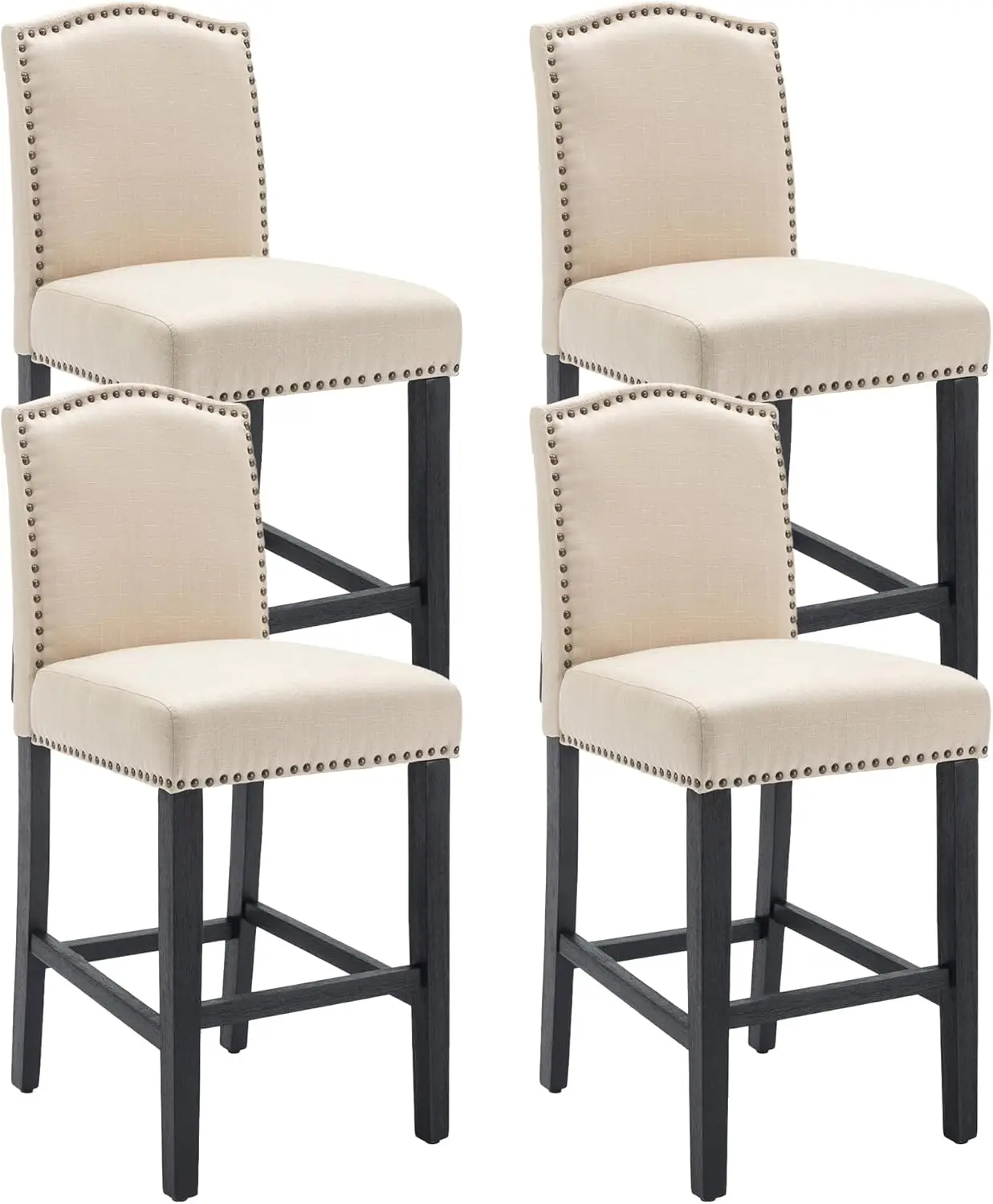 Барный стул высотой, 26 футов, мягкая высокая спинка, набор из 4 шт., бежевый, антикварные головки для ногтей, массив дерева
Барный стул высотой, 26 футов, мягкая высокая спинка, набор из 4 шт., бежевый, антикварные головки для ногтей, массив дерева