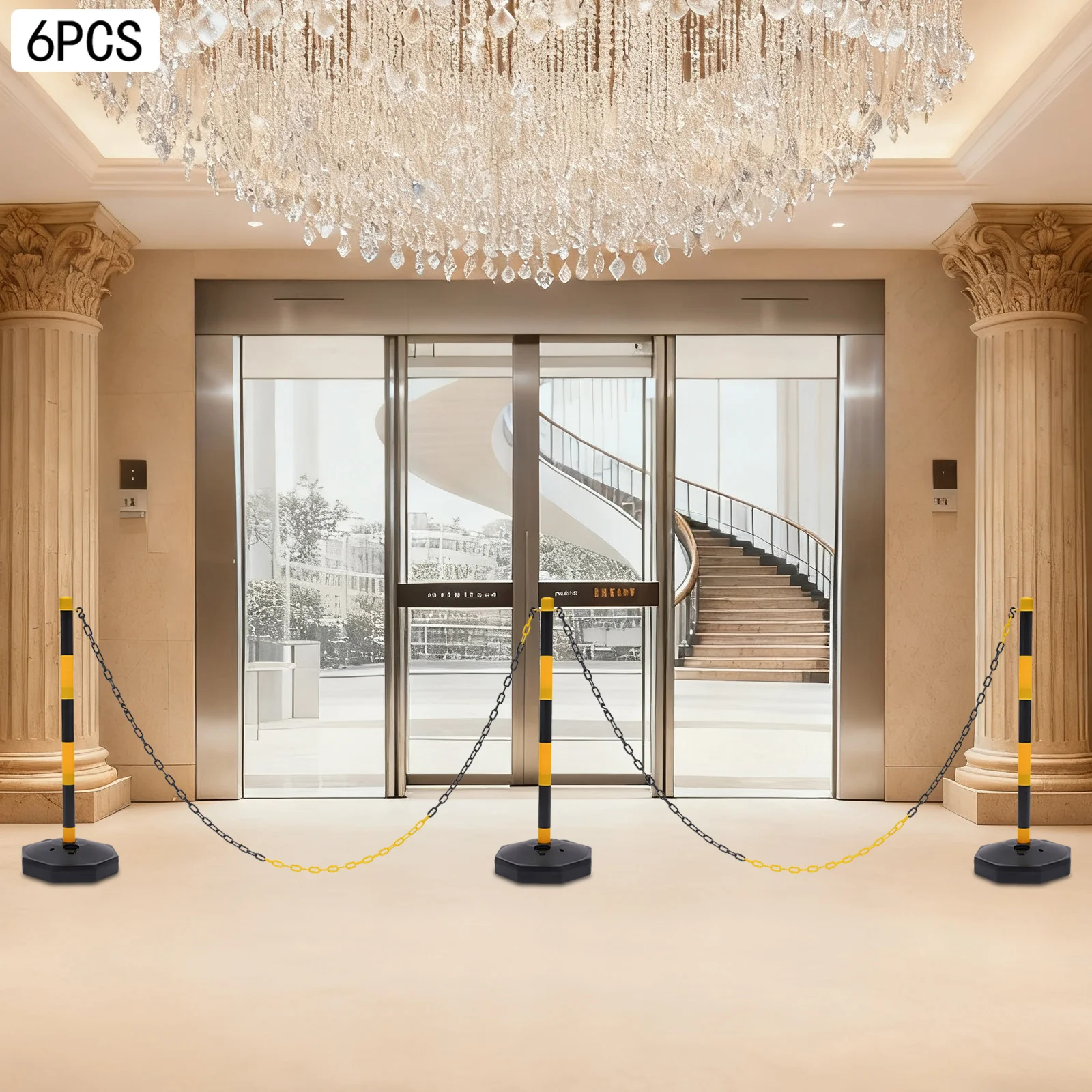 6PCS Traffic Cones with Chains, 85cm Height Crowd Control Barrier Set, 2m Chain, Octagon Base, S-Hook, Fillable Base, for Crowd Control, Parking, Construction (Yellow/Black)
6PCS Traffic Cones with Chains, 85cm Height Crowd Control Barrier Set, 2m Chain, Octagon Base, S-Hook, Fillable Base, for Crowd Control, Parking, Construction (Yellow/Black)