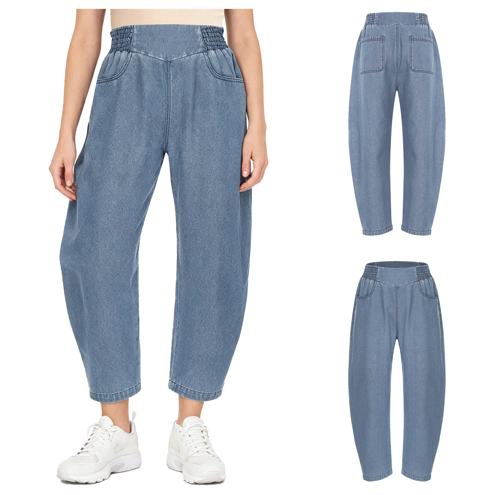 Женские модные широкие мешковатые джинсы, брюки с эластичным поясом и карманами, базовые джинсовые длинные брюки для девочек на каждый день, повседневные
Женские модные широкие мешковатые джинсы, брюки с эластичным поясом и карманами, базовые джинсовые длинные брюки для девочек на каждый день, повседневные