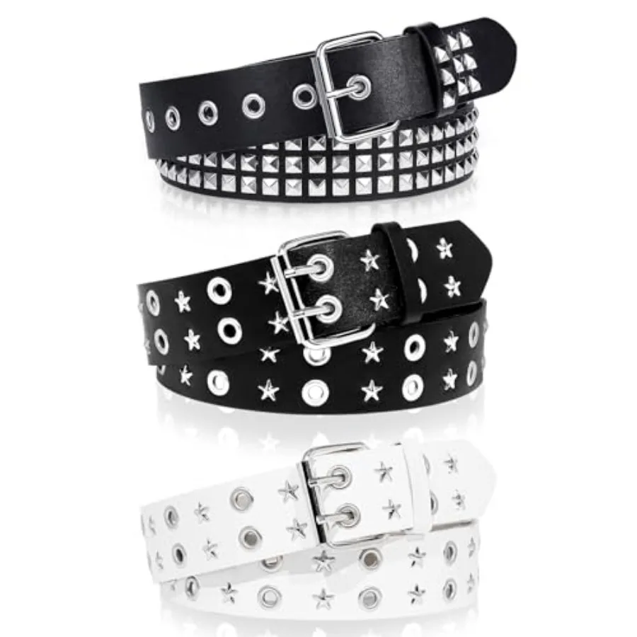 Black Studded Belt, 3 Pcs Y2K Belt Star Goth EMO Punk Rock Double Grommet with Bright Pyramid Studded for Women Men
Black Studded Belt, 3 Pcs Y2K Belt Star Goth EMO Punk Rock Double Grommet with Bright Pyramid Studded for Women Men