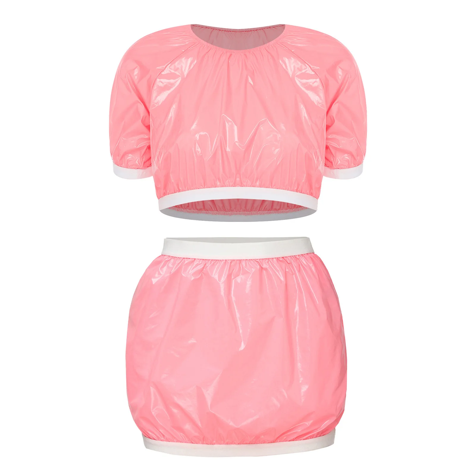 Womens Clubwear Party Sets Waterproof Glossy Vinyl 2-piece Outfits Short Sleeve Crop Top and Miniskirt Suit Swimwear Beachwear
Womens Clubwear Party Sets Waterproof Glossy Vinyl 2-piece Outfits Short Sleeve Crop Top and Miniskirt Suit Swimwear Beachwear