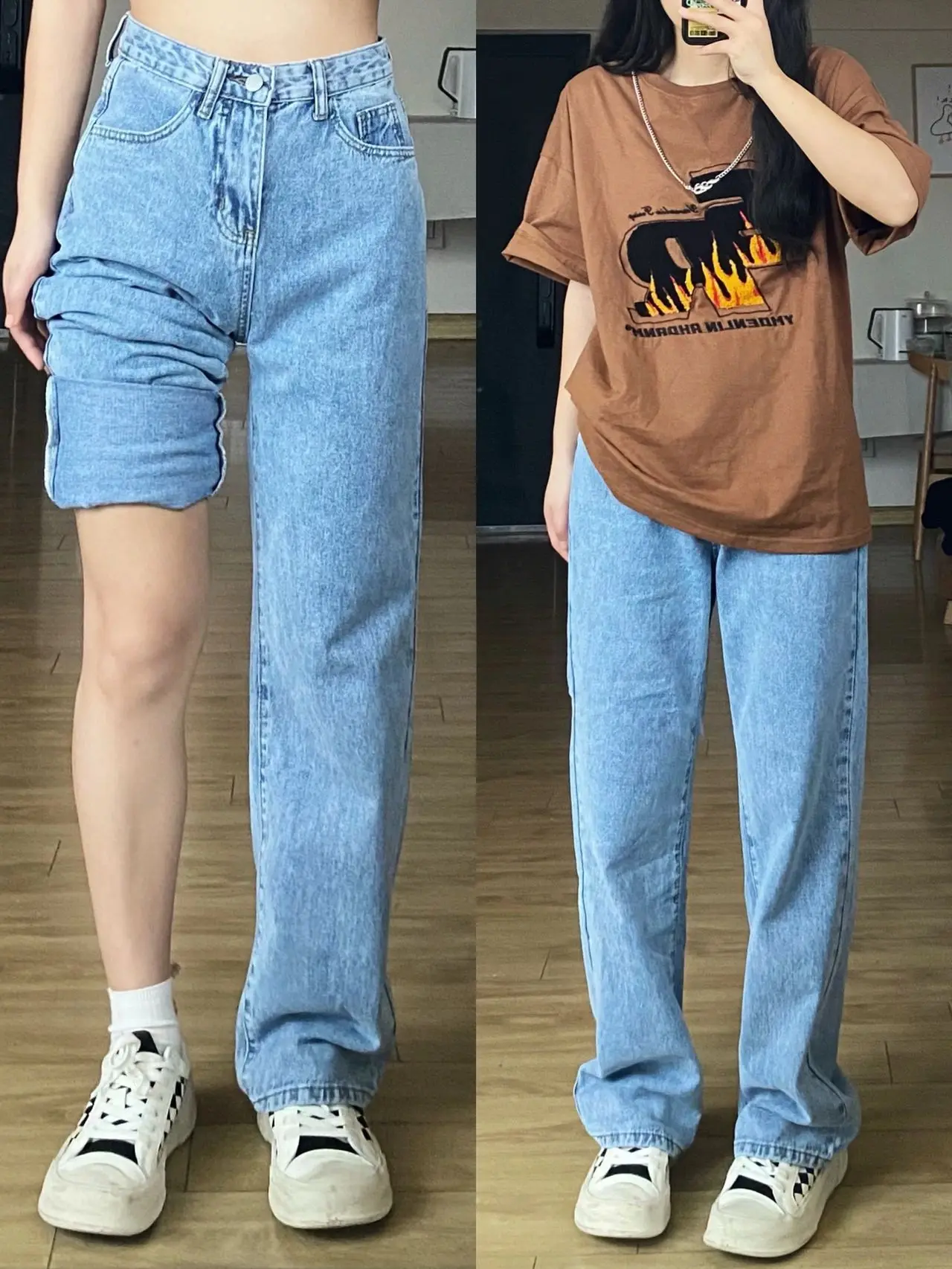 Прямые джинсы с высокой талией, женские свободные утягивающие брюки больших размеров, широкие длинные брюки длиной до пола
Прямые джинсы с высокой талией, женские свободные утягивающие брюки больших размеров, широкие длинные брюки длиной до пола