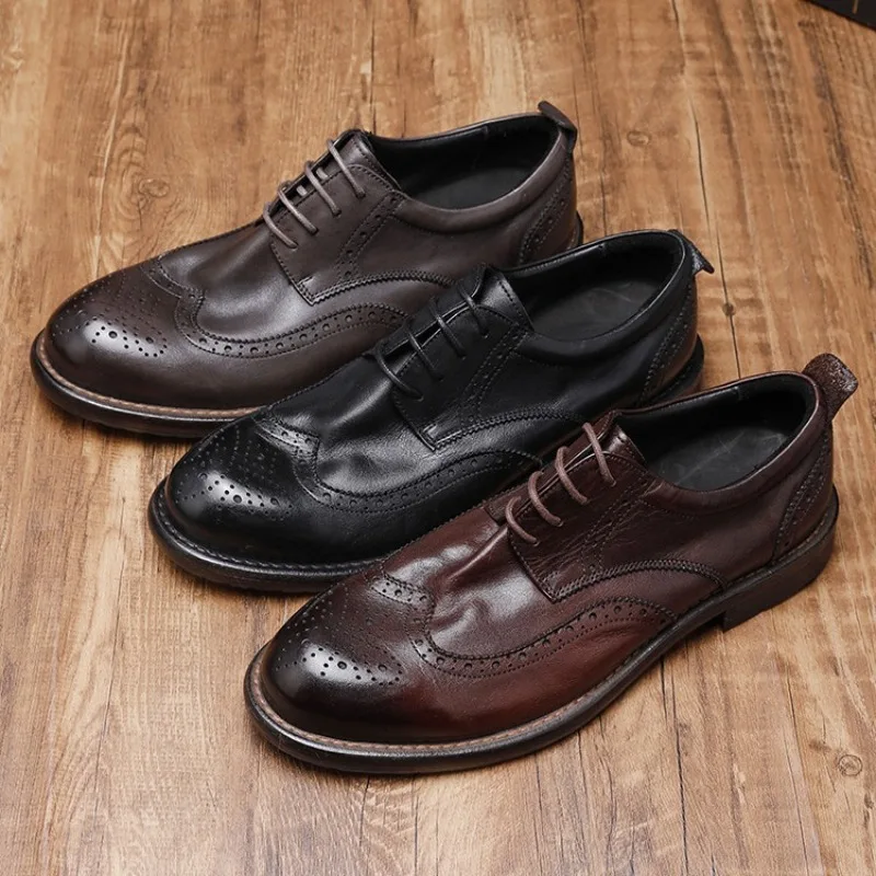 Soft Cowhide Mens Brogues Shoes Luxury Handmade Quality Comfortable Genuine Leather 2026 Autumn British Style Wedding Shoes Man
Soft Cowhide Mens Brogues Shoes Luxury Handmade Quality Comfortable Genuine Leather 2026 Autumn British Style Wedding Shoes Man