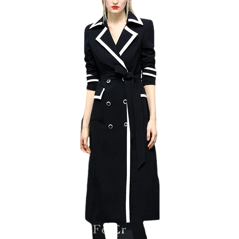 High end suit collar windbreaker femininity 2023 spring and autumn new long color contrast high-quality waist coat
High end suit collar windbreaker femininity 2023 spring and autumn new long color contrast high-quality waist coat