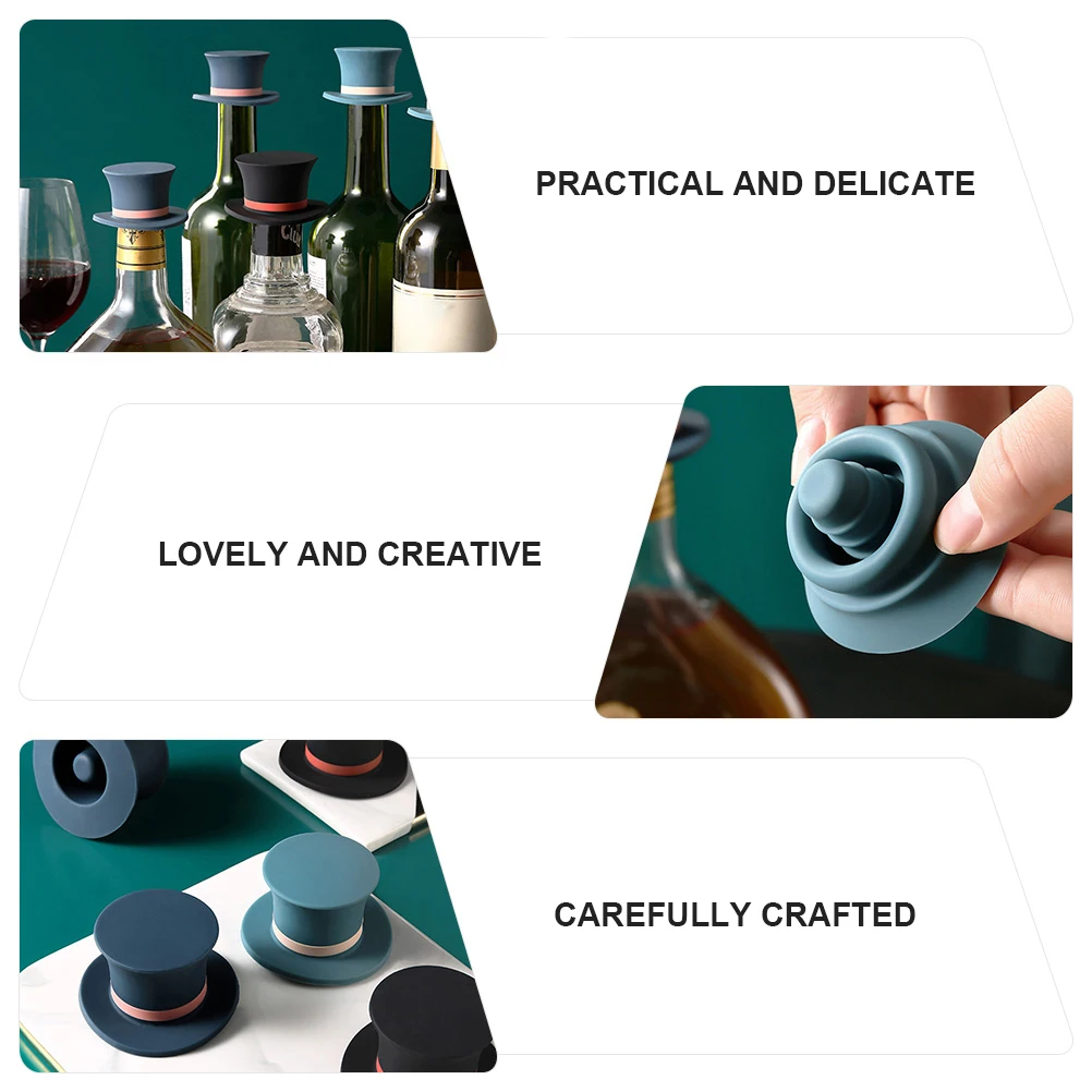3Pcs Silicone Hat Shape Wine Bottle Stoppers Green Black Dark Blue Airtight Seal Reusable Decorative Stopper Party Banquet Wine
3Pcs Silicone Hat Shape Wine Bottle Stoppers Green Black Dark Blue Airtight Seal Reusable Decorative Stopper Party Banquet Wine