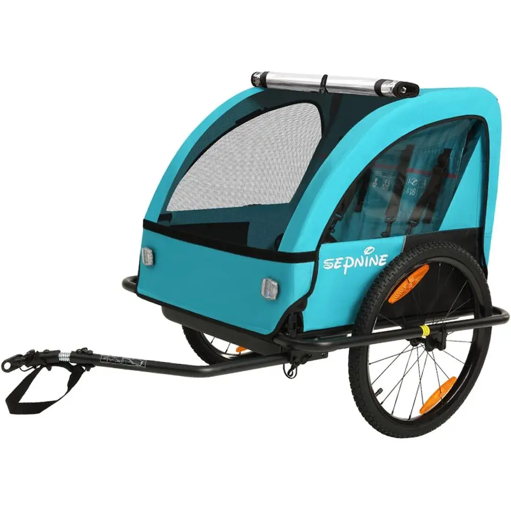Twin-Seat Child Bike Trailer with Universal Coupler, Foldable, Bug & Weather Shield, 5-Point Harness, and Storage Bags
Twin-Seat Child Bike Trailer with Universal Coupler, Foldable, Bug & Weather Shield, 5-Point Harness, and Storage Bags