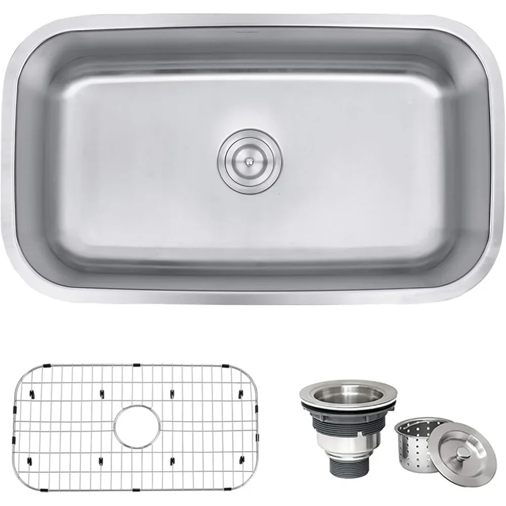 32-Inch Undermount Single Bowl Kitchen Sink – 16 Gauge Stainless Steel Kitchen Sink, Brushed Finish, Undermount Sinks
32-Inch Undermount Single Bowl Kitchen Sink – 16 Gauge Stainless Steel Kitchen Sink, Brushed Finish, Undermount Sinks