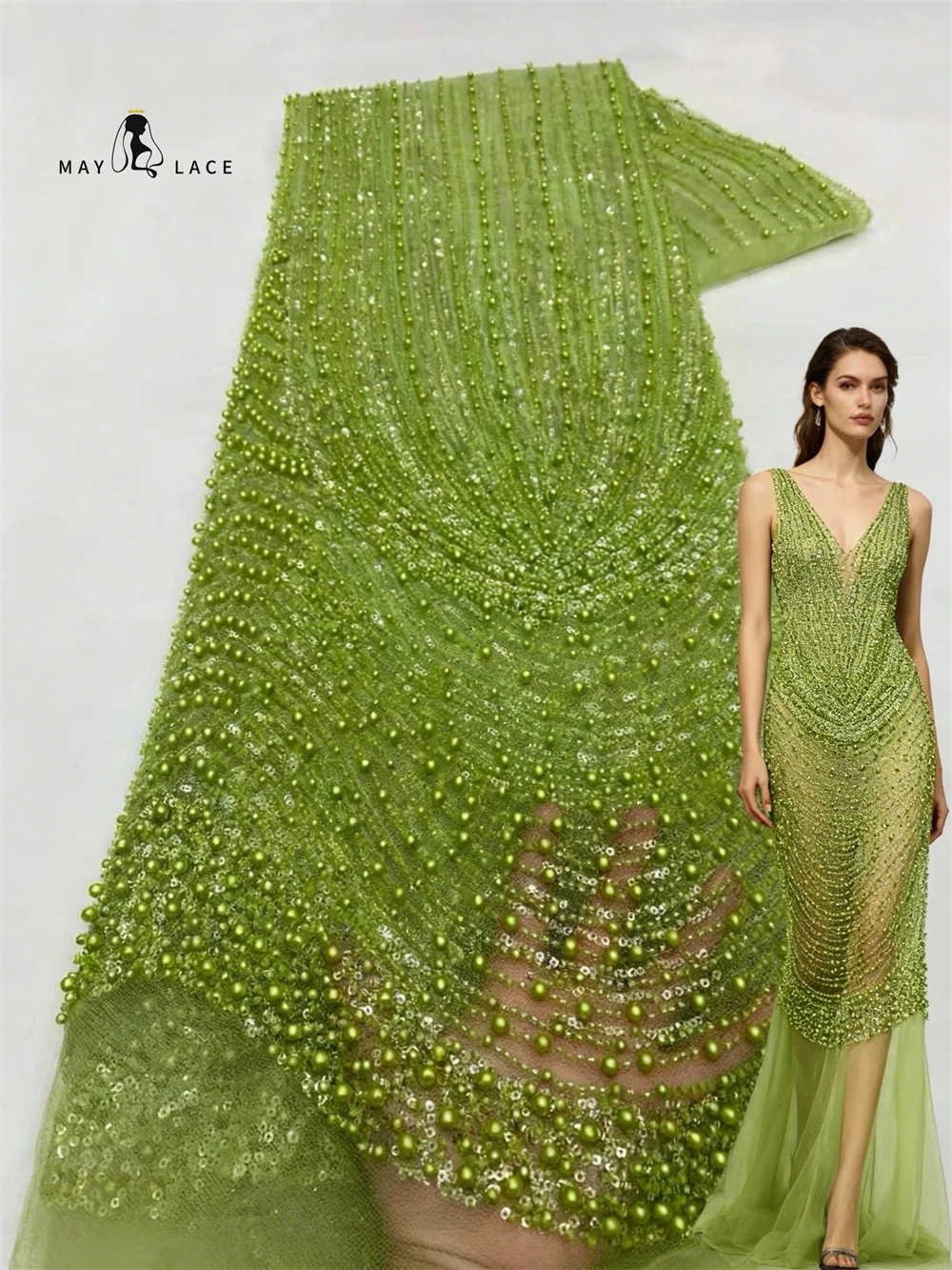 Latest Royal African Lace Fabric 2026 Luxury French Sequins Mesh Lace Fabric High-end Handmade Beaded For Wedding Dress Women
Latest Royal African Lace Fabric 2026 Luxury French Sequins Mesh Lace Fabric High-end Handmade Beaded For Wedding Dress Women