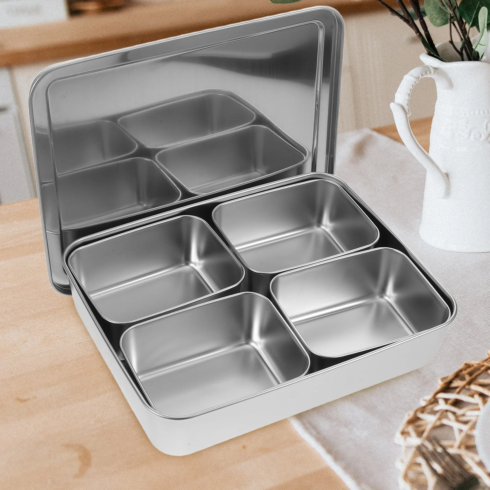 4-Compartment Stainless Steel Seasoning Box Condiment Storage Container Kitchen Spice Organizer Jar Lid
4-Compartment Stainless Steel Seasoning Box Condiment Storage Container Kitchen Spice Organizer Jar Lid
