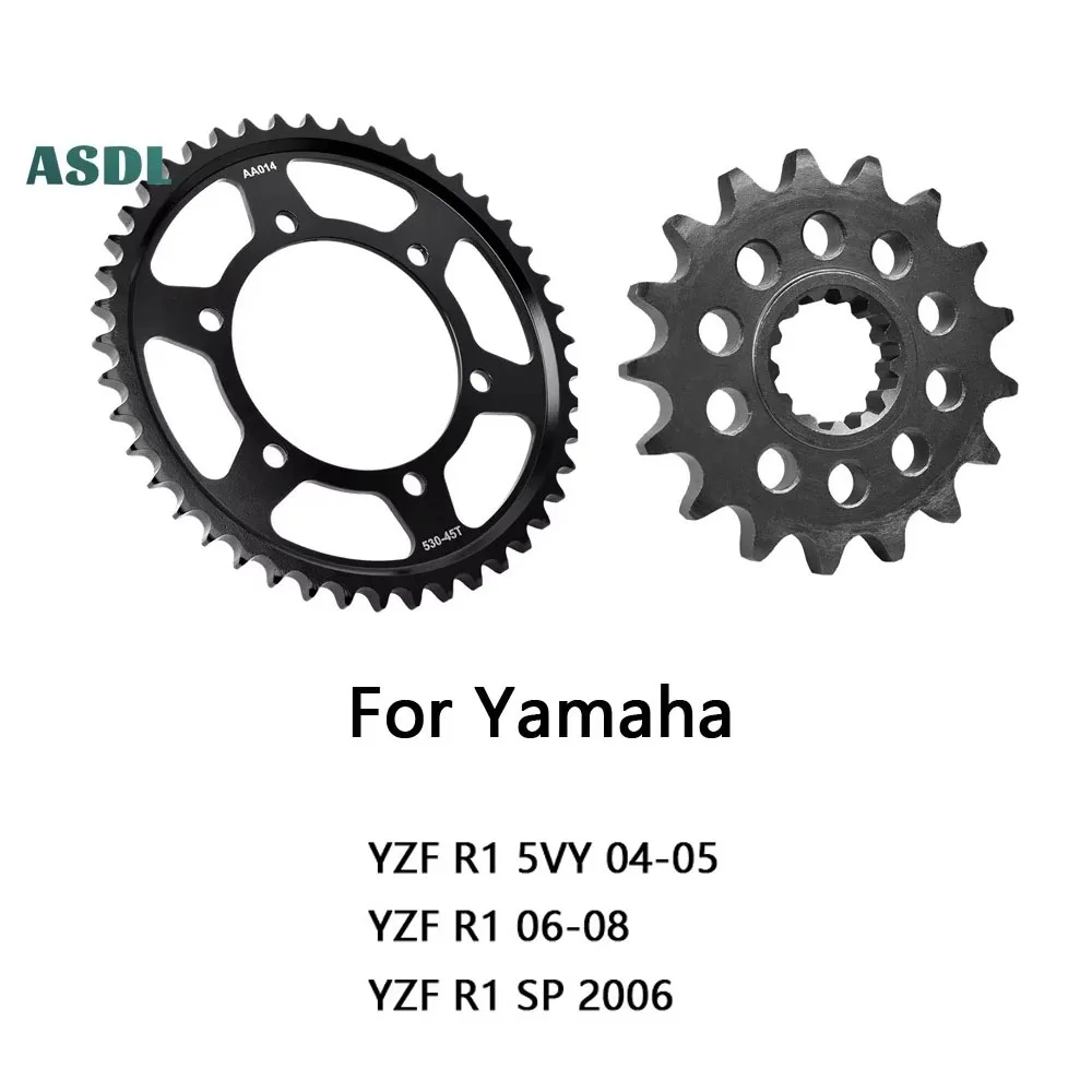 530 45T 17T Motorcycle Front Rear Sprocket for Yamaha YZF R1 5VY 2004-2005 YZFR1 2006-2008 YZF-R1 SP 2006 530 Chain 45 Teeth
530 45T 17T Motorcycle Front Rear Sprocket for Yamaha YZF R1 5VY 2004-2005 YZFR1 2006-2008 YZF-R1 SP 2006 530 Chain 45 Teeth