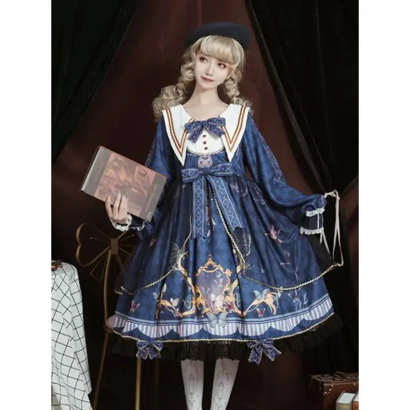 Платье Лолиты, синее готическое леопардовое платье с котом Лолиты и бабочкой Love Fluttering OP, повседневное милое элегантное платье принцессы с помпонами больших размеров
Платье Лолиты, синее готическое леопардовое платье с котом Лолиты и бабочкой Love Fluttering OP, повседневное милое элегантное платье принцессы с помпонами больших размеров