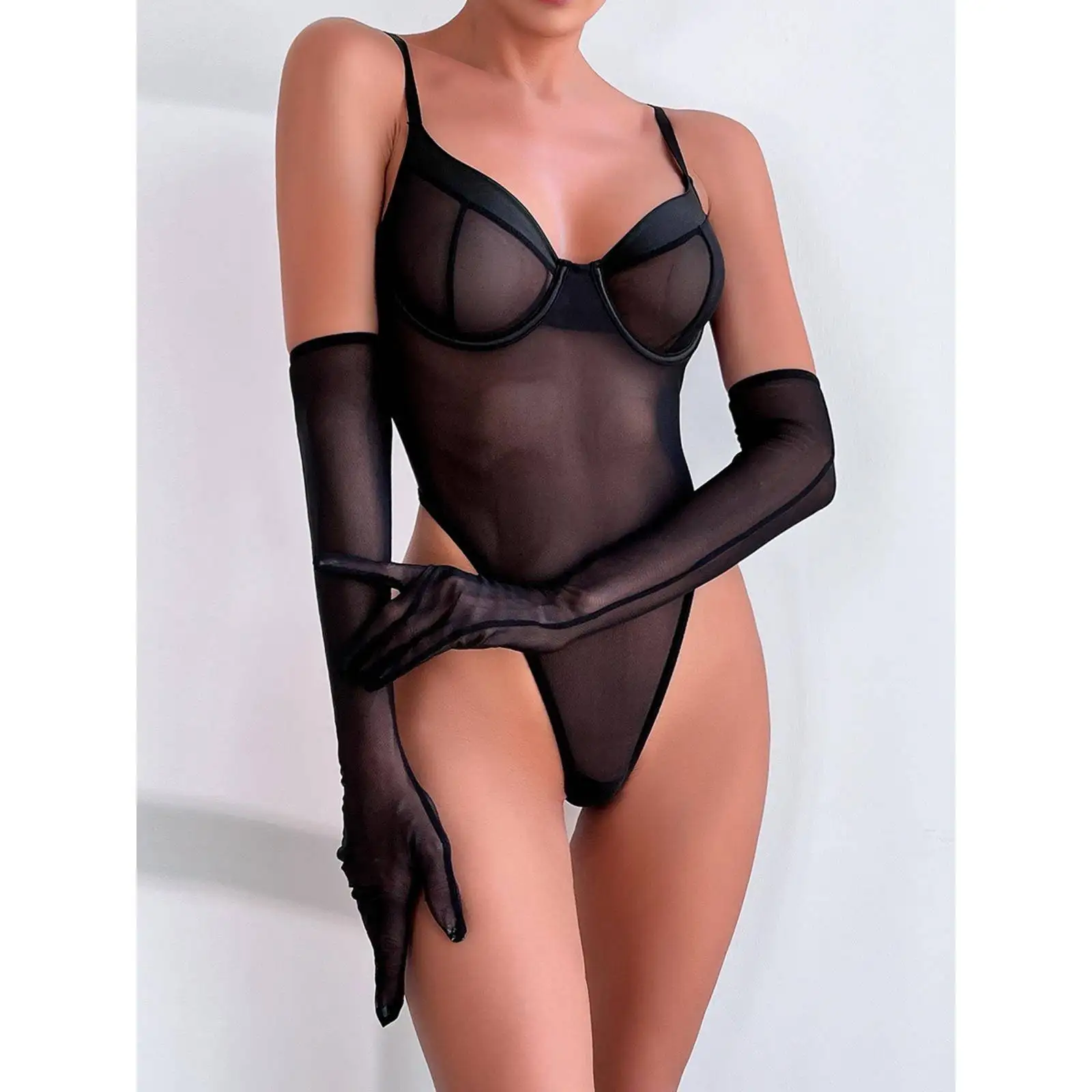 Ele Bla-Piece Swimsuit with Strap Sexy See-tough Design Slim Fit Gloves Set High Street Sle Streetwear
Ele Bla-Piece Swimsuit with Strap Sexy See-tough Design Slim Fit Gloves Set High Street Sle Streetwear