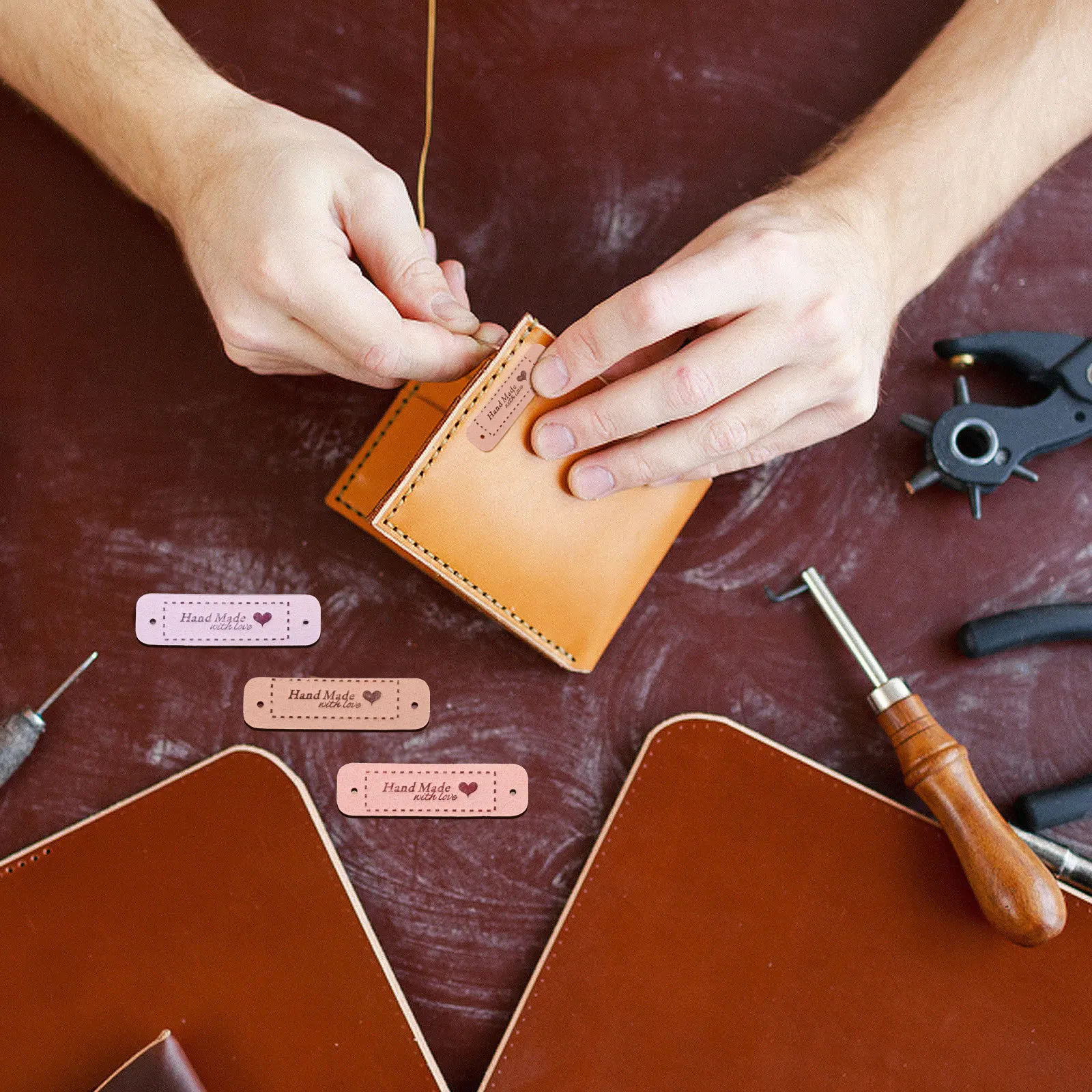 60Pcs Textured Labels Handmade Embossed Letters Heart Motif DIY Sewing Craft Tags for Clothes Bags Hats Scarves Purses
60Pcs Textured Labels Handmade Embossed Letters Heart Motif DIY Sewing Craft Tags for Clothes Bags Hats Scarves Purses