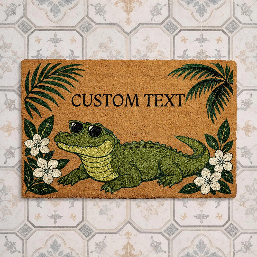 Custom Personalized Alligator Doormat Tropical Custom Text Welcome Mat Funny Crocodile Door Mat for Summer Entryway Decor
Custom Personalized Alligator Doormat Tropical Custom Text Welcome Mat Funny Crocodile Door Mat for Summer Entryway Decor