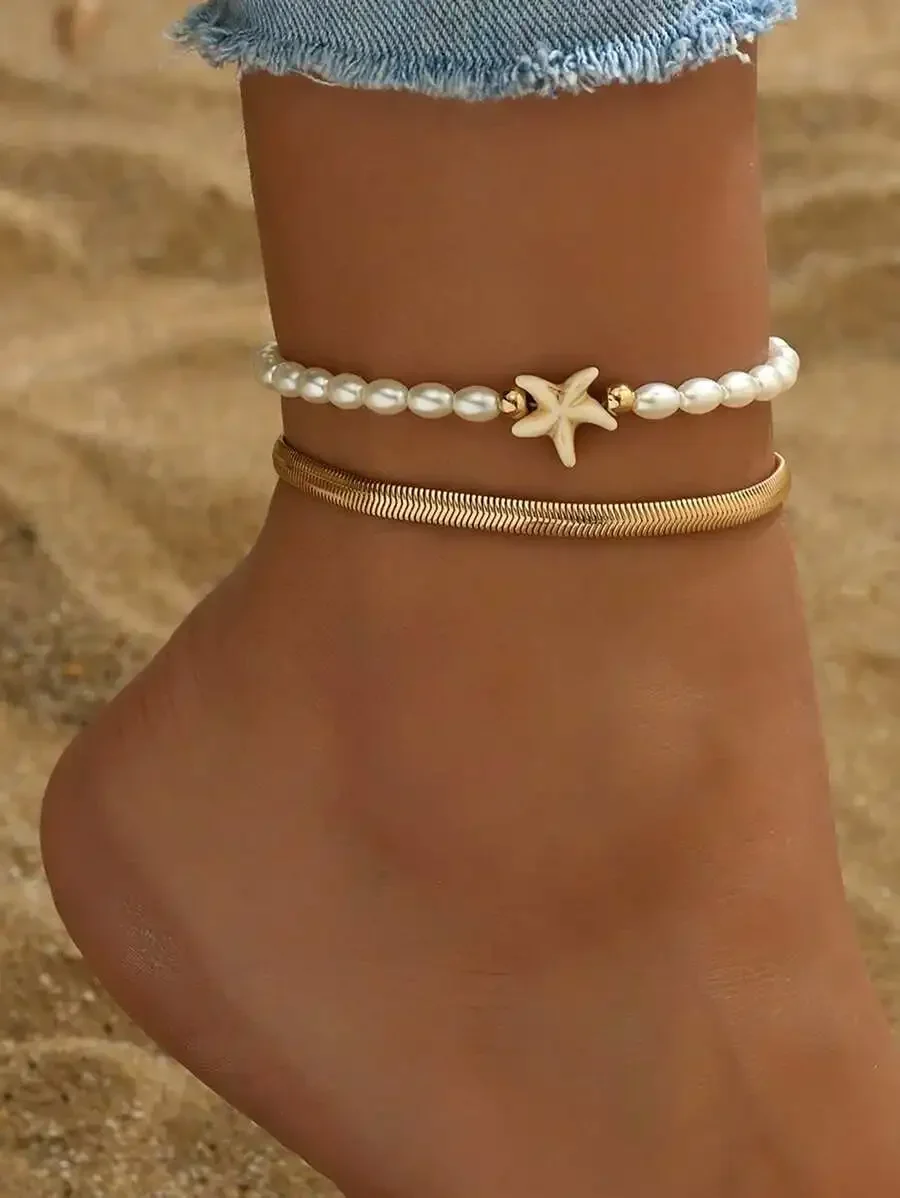 3pcs Set Faux Pearl Starfish Anklet For Women Simple Elegant Daily Wear
3pcs Set Faux Pearl Starfish Anklet For Women Simple Elegant Daily Wear