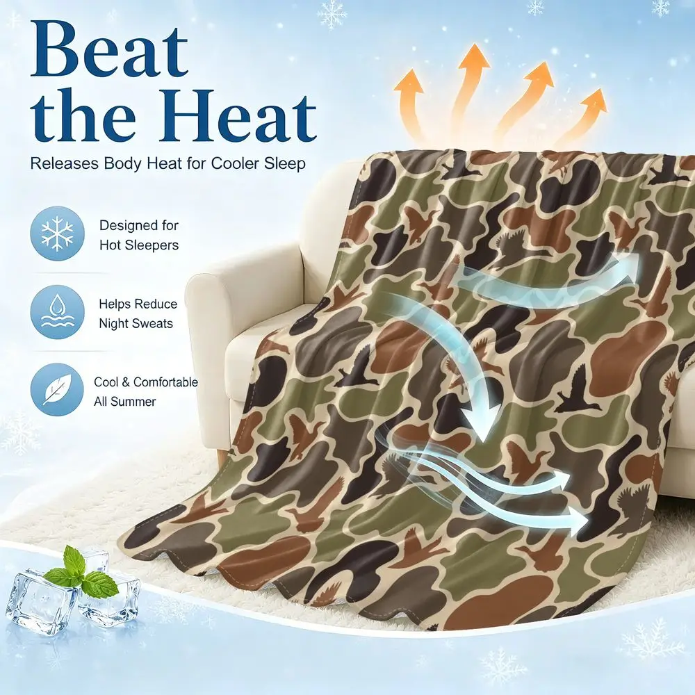 Duck Hunting Camo Cooling Blanket Q-Max-0.35 Cool Fiber Summer Cooling Throw Soft Lightweight Bedding for Outdoor Enthusiasts
Duck Hunting Camo Cooling Blanket Q-Max-0.35 Cool Fiber Summer Cooling Throw Soft Lightweight Bedding for Outdoor Enthusiasts