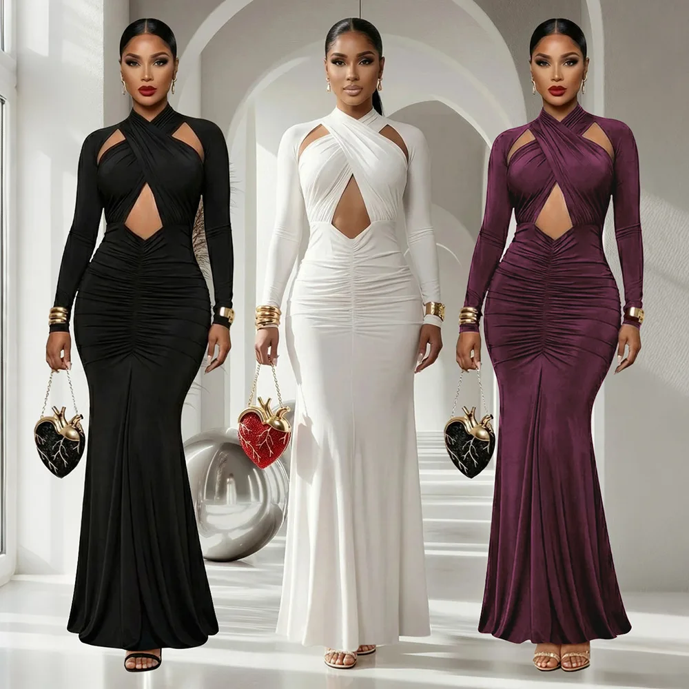 902242 New Slim-Fit Long-Sleeve Bodycon Dress Sexy Strapless Gown Slimming Evening Long Dress
902242 New Slim-Fit Long-Sleeve Bodycon Dress Sexy Strapless Gown Slimming Evening Long Dress