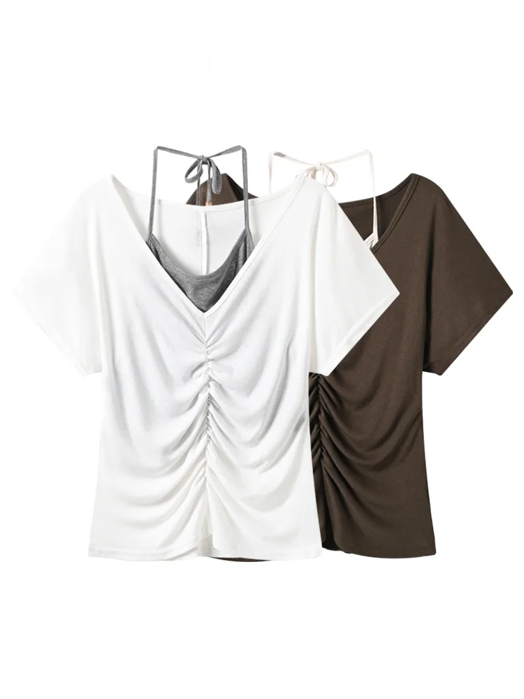 Fashionable Short Sleeve T-Shirt Women plus Size Summer New Style Casual Knitted Polyester Fiber Big Shoulder Fashion Top
Fashionable Short Sleeve T-Shirt Women plus Size Summer New Style Casual Knitted Polyester Fiber Big Shoulder Fashion Top