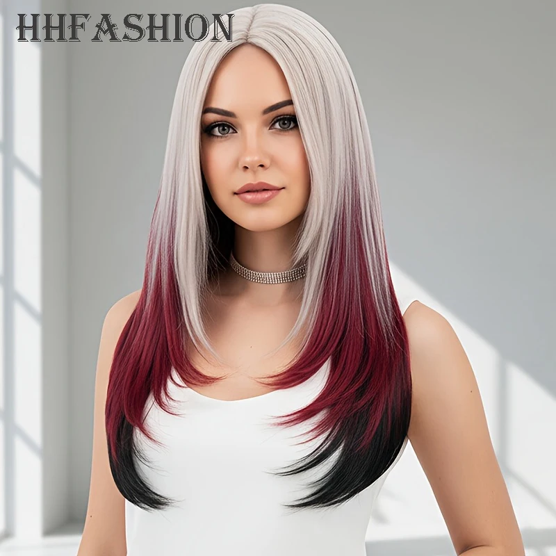 24 inch long straight tube heat-resistant synthetic fiber wig, gold red black gradient layered high-quality wig
24 inch long straight tube heat-resistant synthetic fiber wig, gold red black gradient layered high-quality wig