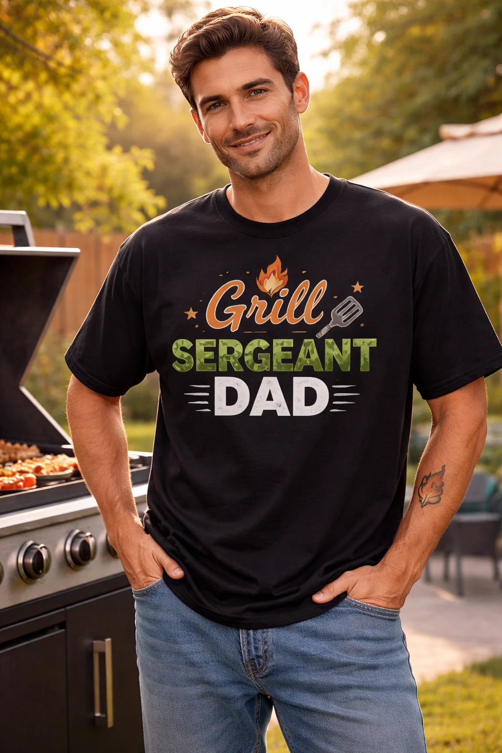 Men Graphic T Shirt Short Sleeve Fit 50 Percent Cotton 50 Percent Polyester Grill Sergeant Dad BBQ Graphic Casual Summer Soft
Men Graphic T Shirt Short Sleeve Fit 50 Percent Cotton 50 Percent Polyester Grill Sergeant Dad BBQ Graphic Casual Summer Soft