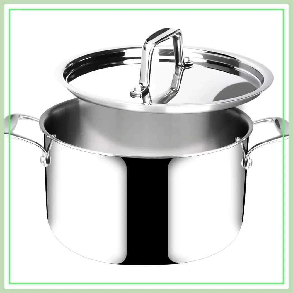 6.5 Quart Stainless Steel Stock Pot with Lid, 3-Ply Cooking Pot for Soup, Rice, Stew, Oven Safe, Induction Compatible
6.5 Quart Stainless Steel Stock Pot with Lid, 3-Ply Cooking Pot for Soup, Rice, Stew, Oven Safe, Induction Compatible