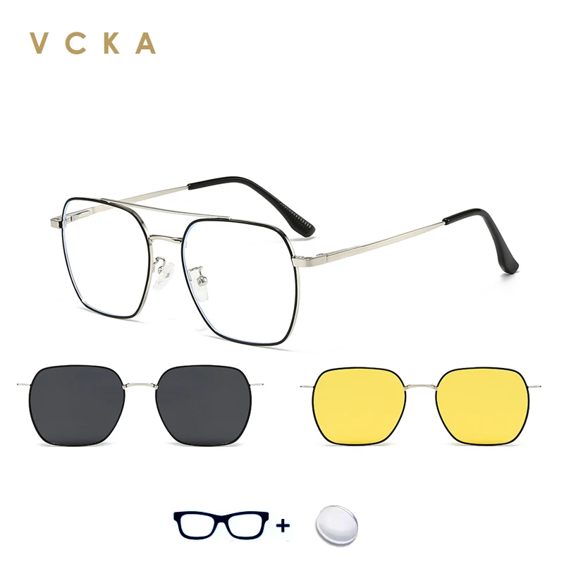 VCKA 3 in 1 Women Magnetic Polarized Myopia Sunglasses Custom Men Custom Prescription Reading Optics Glasses Big Alloy Frame
VCKA 3 in 1 Women Magnetic Polarized Myopia Sunglasses Custom Men Custom Prescription Reading Optics Glasses Big Alloy Frame
