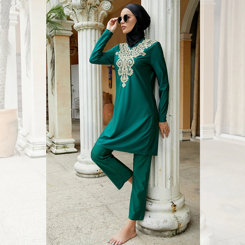 Wholesale New Arrival Oem Female Modest Swimwear Full Coverage 3pcs Lace Muslim Women Traditional Clothing Islamic Swimsuit
Wholesale New Arrival Oem Female Modest Swimwear Full Coverage 3pcs Lace Muslim Women Traditional Clothing Islamic Swimsuit