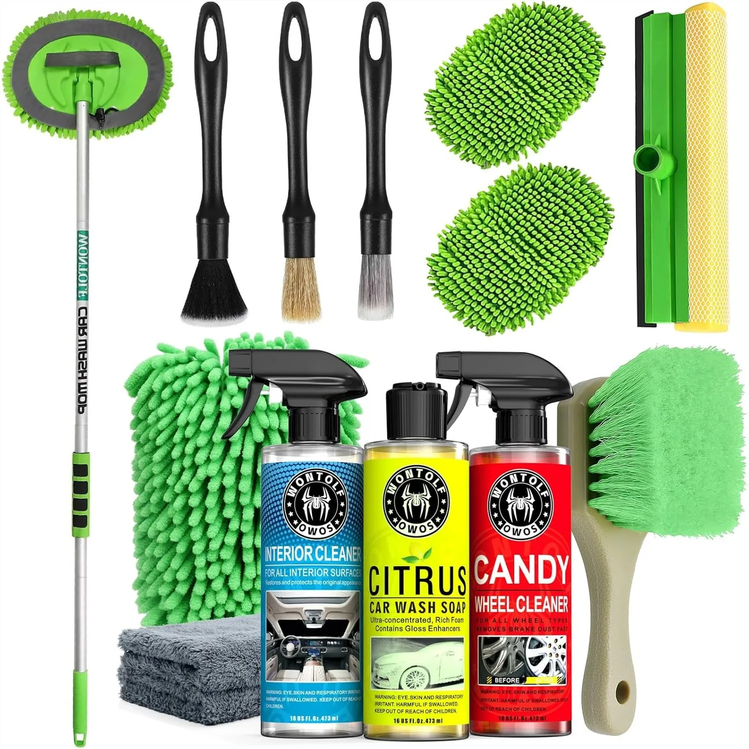 17pc Car Wash Kit With Long Handle Brush, Car Cleaning Supplies Soap Interior Wheel Cleaner Squeegee For Cars Trucks RVs SUVs
17pc Car Wash Kit With Long Handle Brush, Car Cleaning Supplies Soap Interior Wheel Cleaner Squeegee For Cars Trucks RVs SUVs