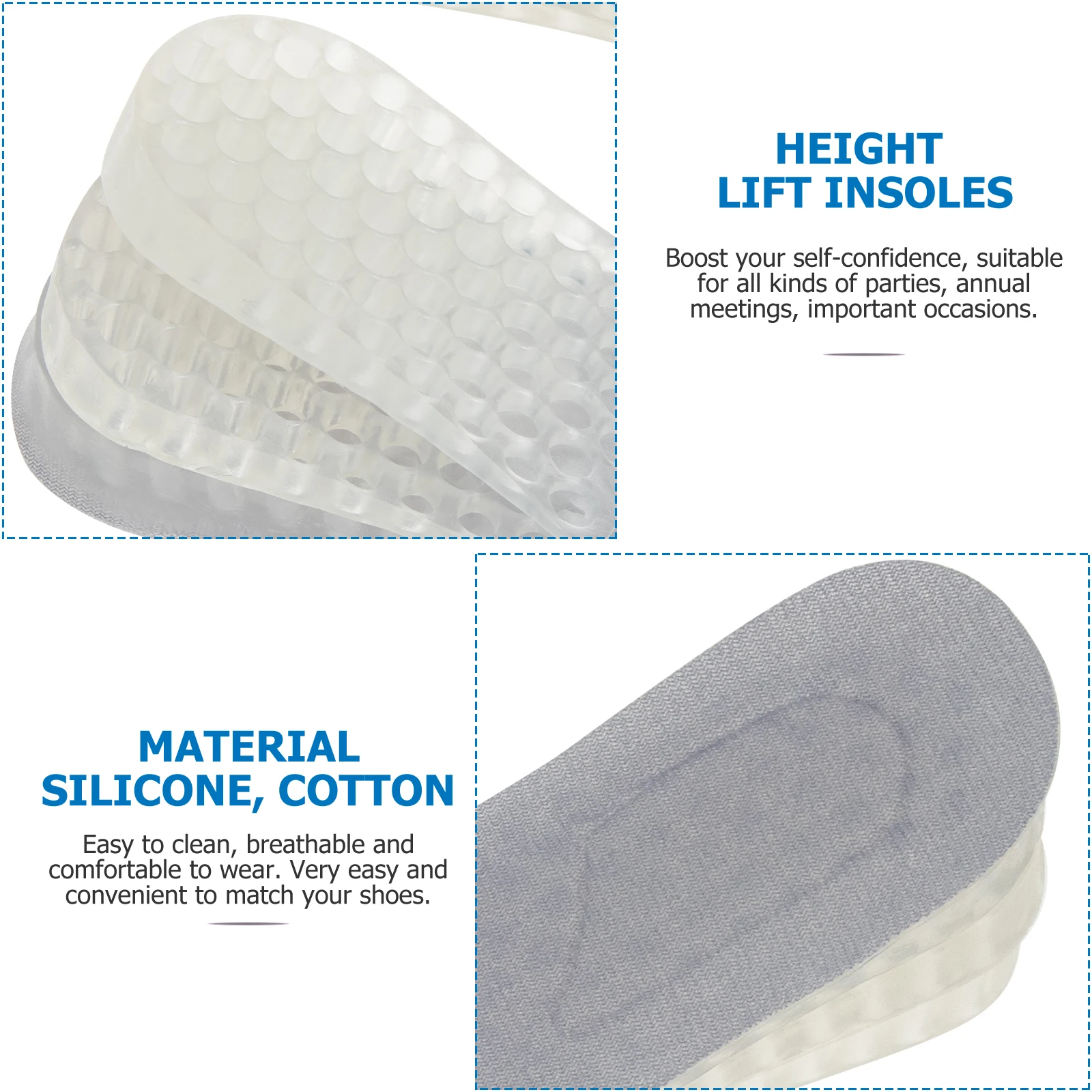 2 Pairs Height Increasing Insoles Compression Invisible Grey Taller Shoe Pads Men Breathable Comfort Lightweight Shock
2 Pairs Height Increasing Insoles Compression Invisible Grey Taller Shoe Pads Men Breathable Comfort Lightweight Shock