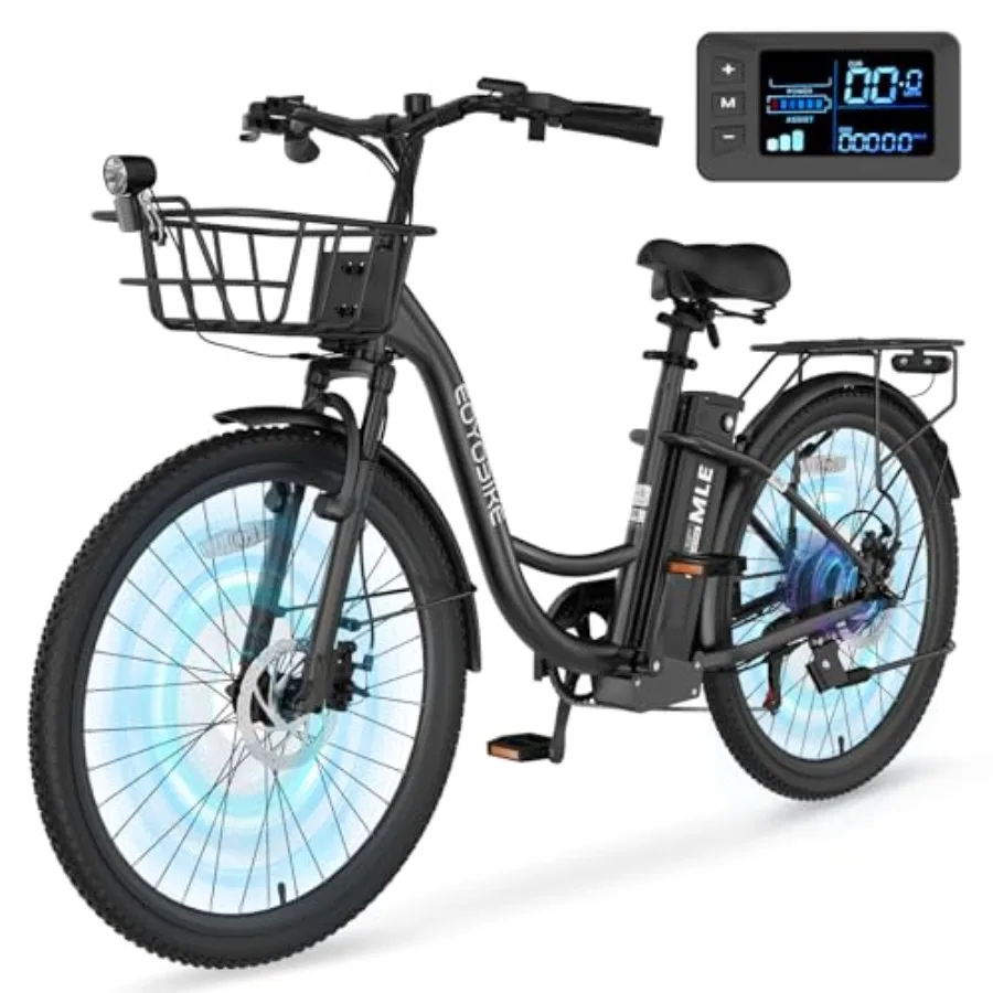 City commuter e-bike for adults: aluminum frame, black, 700W peak power, 7-speed step-through cruiser with 40-mile range and 36
City commuter e-bike for adults: aluminum frame, black, 700W peak power, 7-speed step-through cruiser with 40-mile range and 36