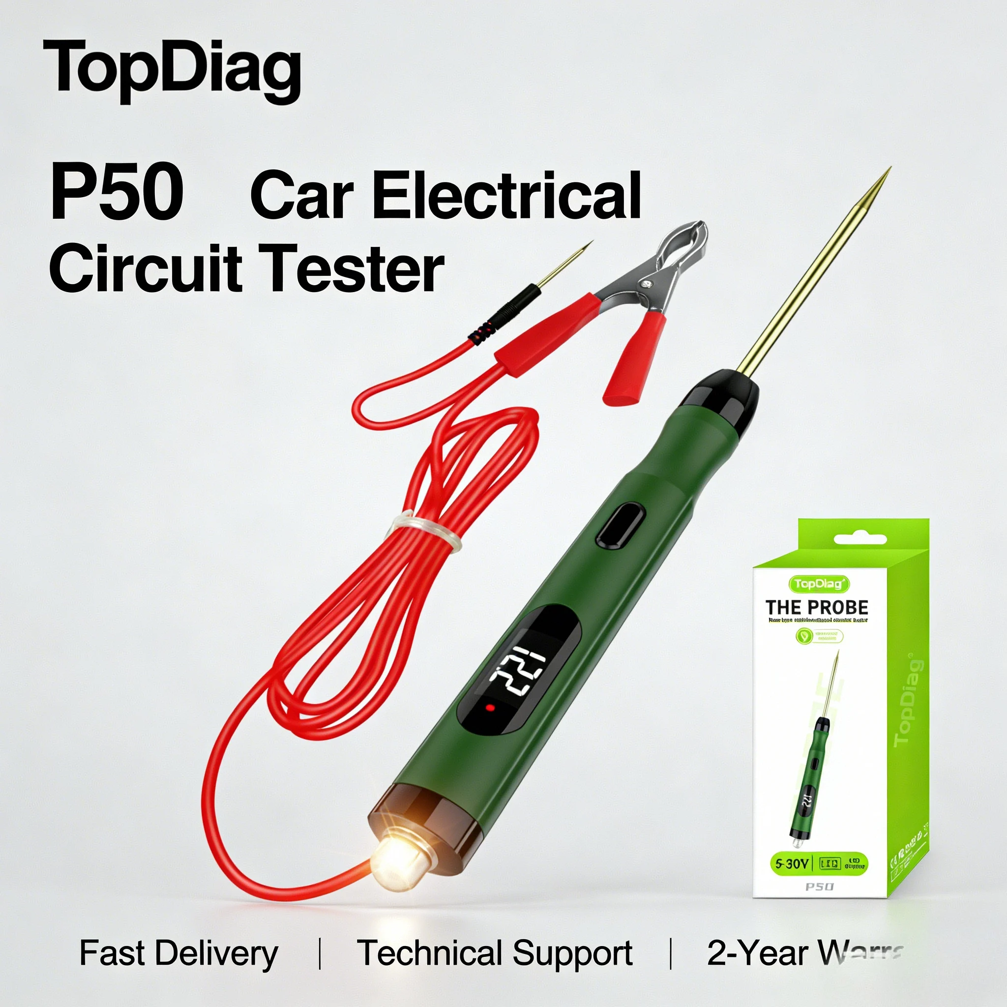Voltage Test Pen JDiag P50 Power Scan Probe Car Electrical Circuit Tester 5V-30V Digital Display Circuit Load Polarity Test Pen
Voltage Test Pen JDiag P50 Power Scan Probe Car Electrical Circuit Tester 5V-30V Digital Display Circuit Load Polarity Test Pen