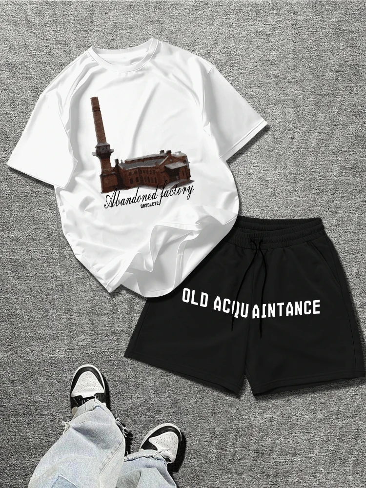 Men 2Pcs Outfit Grunge Aesthetic Industrial Print Tee & Elastic Waist Casual Shorts Streetwear Summer Tracksuit
Men 2Pcs Outfit Grunge Aesthetic Industrial Print Tee & Elastic Waist Casual Shorts Streetwear Summer Tracksuit