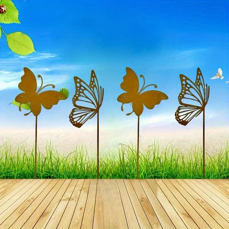 4Pcs Rustic Iron Garden Stakes with Handmade Butterfly Decorations - Durable Metal Outdoor Yard Art for Planters, Planters' Beds, and Vases - Seasonal Holiday Decorations - Easy to Install
4Pcs Rustic Iron Garden Stakes with Handmade Butterfly Decorations - Durable Metal Outdoor Yard Art for Planters, Planters' Beds, and Vases - Seasonal Holiday Decorations - Easy to Install