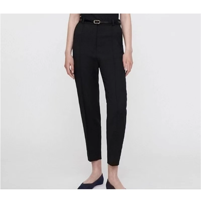 Nordic TT women's black wool twill fabric with fine pleated seam design, high waisted suit pants
Nordic TT women's black wool twill fabric with fine pleated seam design, high waisted suit pants
