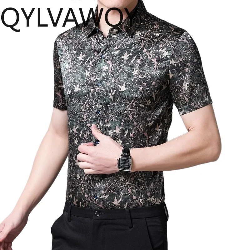 QYLVAWOY 92.4% Mulberry Silk Men's Shirts High-end Summer Tops Shirts for Man Short Sleeve Man Clothing Business Shirt Fashion
QYLVAWOY 92.4% Mulberry Silk Men's Shirts High-end Summer Tops Shirts for Man Short Sleeve Man Clothing Business Shirt Fashion