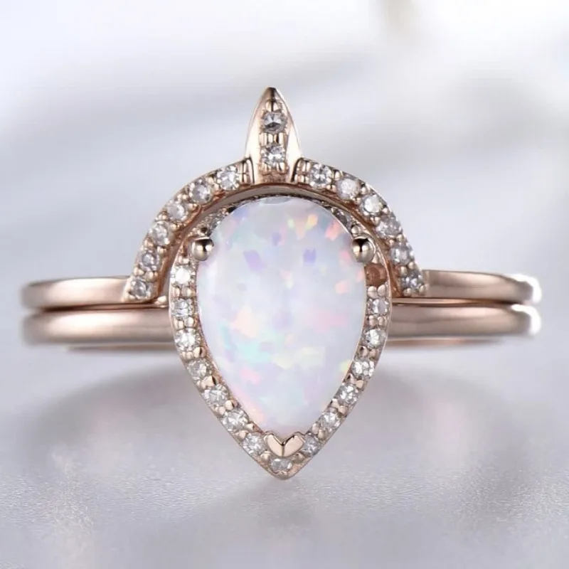 Dazzling Rose Goldd Color Rings for Women Waterdrop Round Women White Stone Rings Set Jewelry Party Gift
Dazzling Rose Goldd Color Rings for Women Waterdrop Round Women White Stone Rings Set Jewelry Party Gift